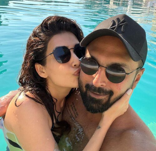 Karishma Tanna at the Pool with Husband Varun Bangera