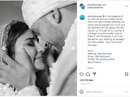 Arjun Kanungo shares Wedding Photos, Carla Dennis Looking Emotional 